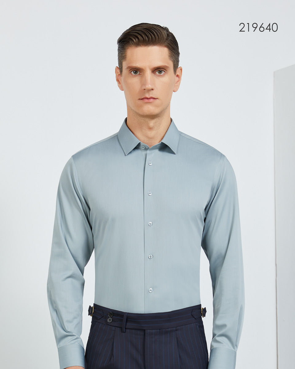 80s Silky Bamboo fiber stretch men long-sleeve shirt