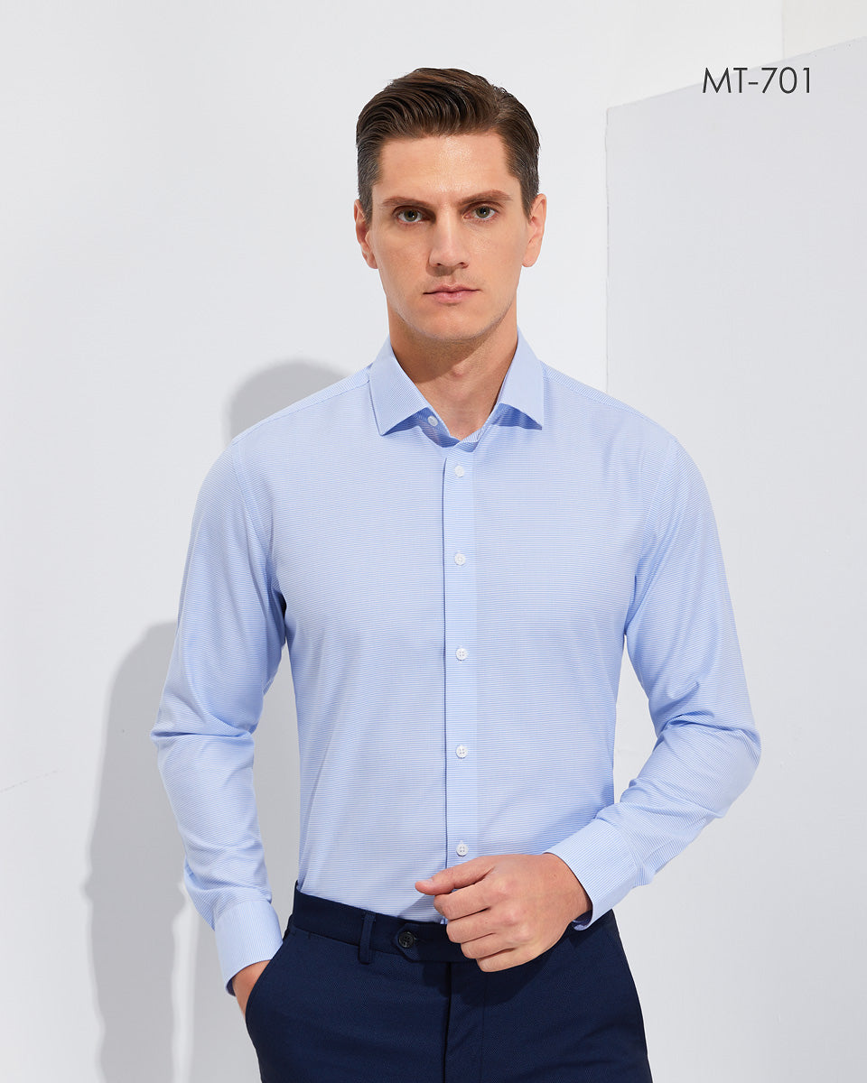 Cotton/Spandex DP non-iron Men stretch long-sleeve shirt
