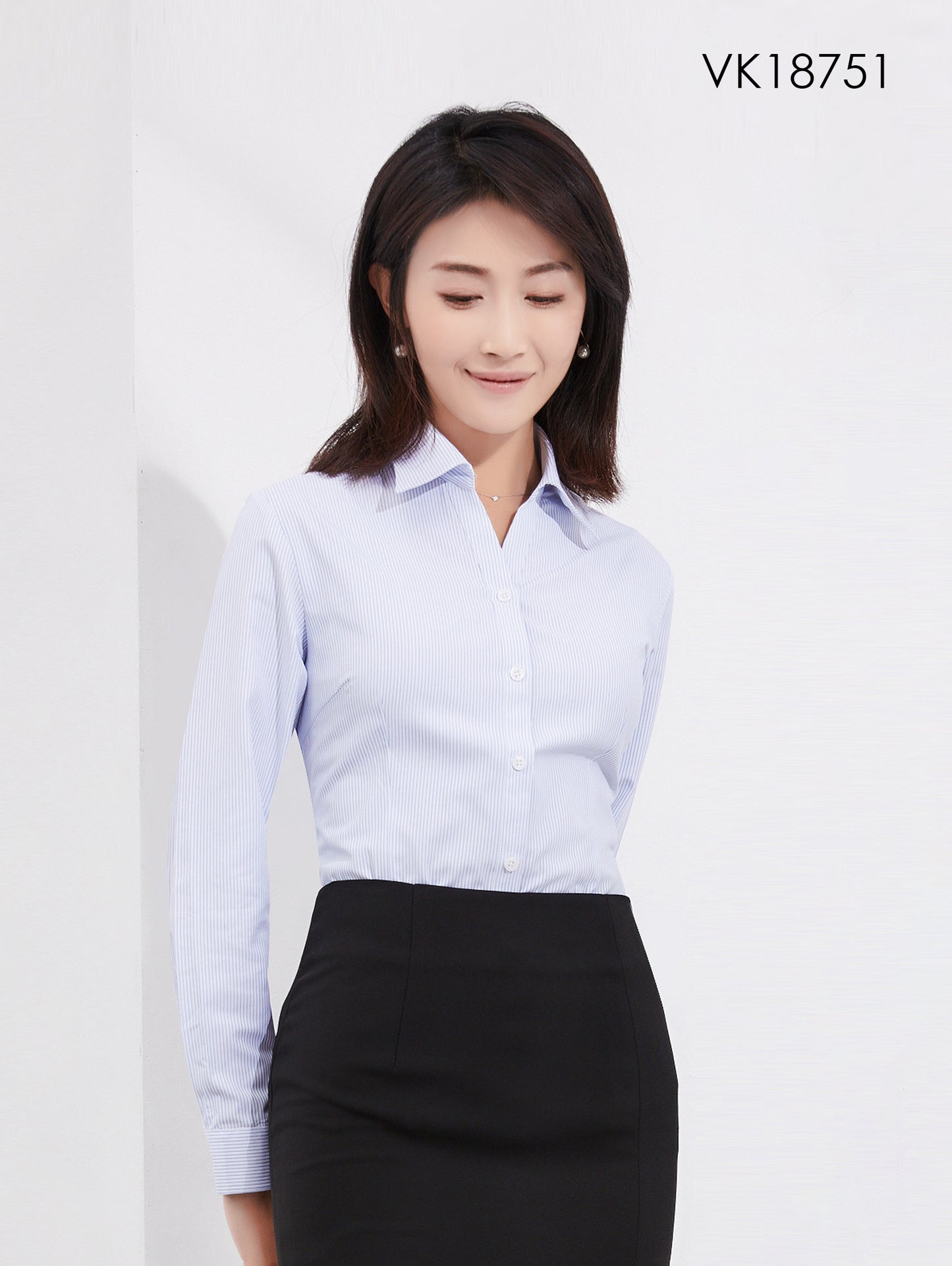 50S Bamboo fiber Ladies v-neck long-sleeve shirt