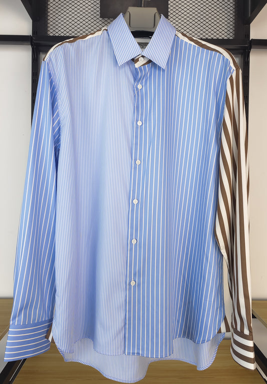 Oversized mix-up stripe cotton shirt