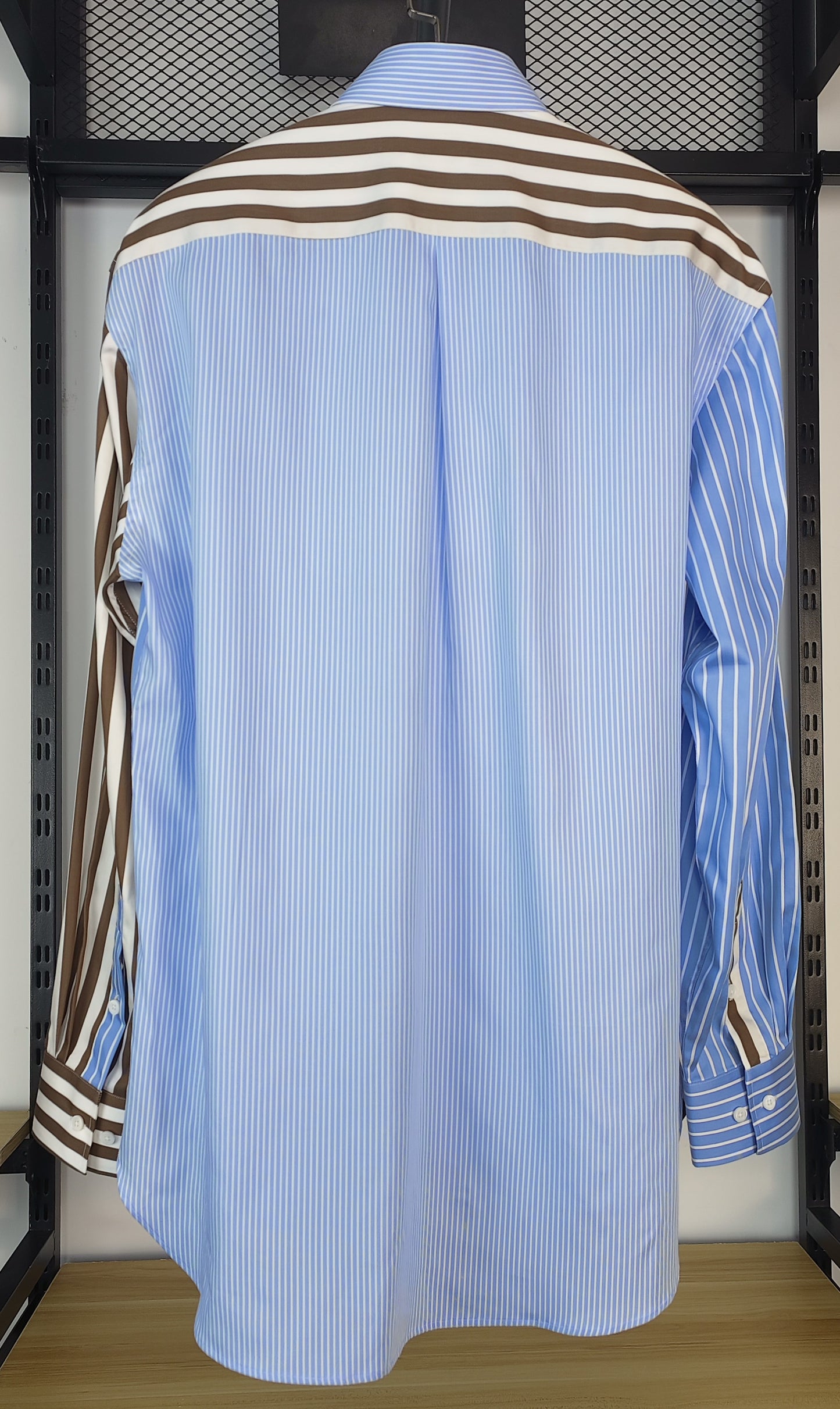 Oversized mix-up stripe cotton shirt