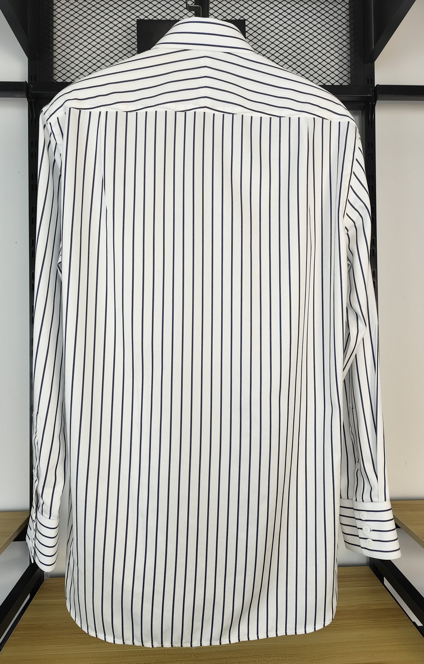 Blue multi stripe cotton regular fit shirt