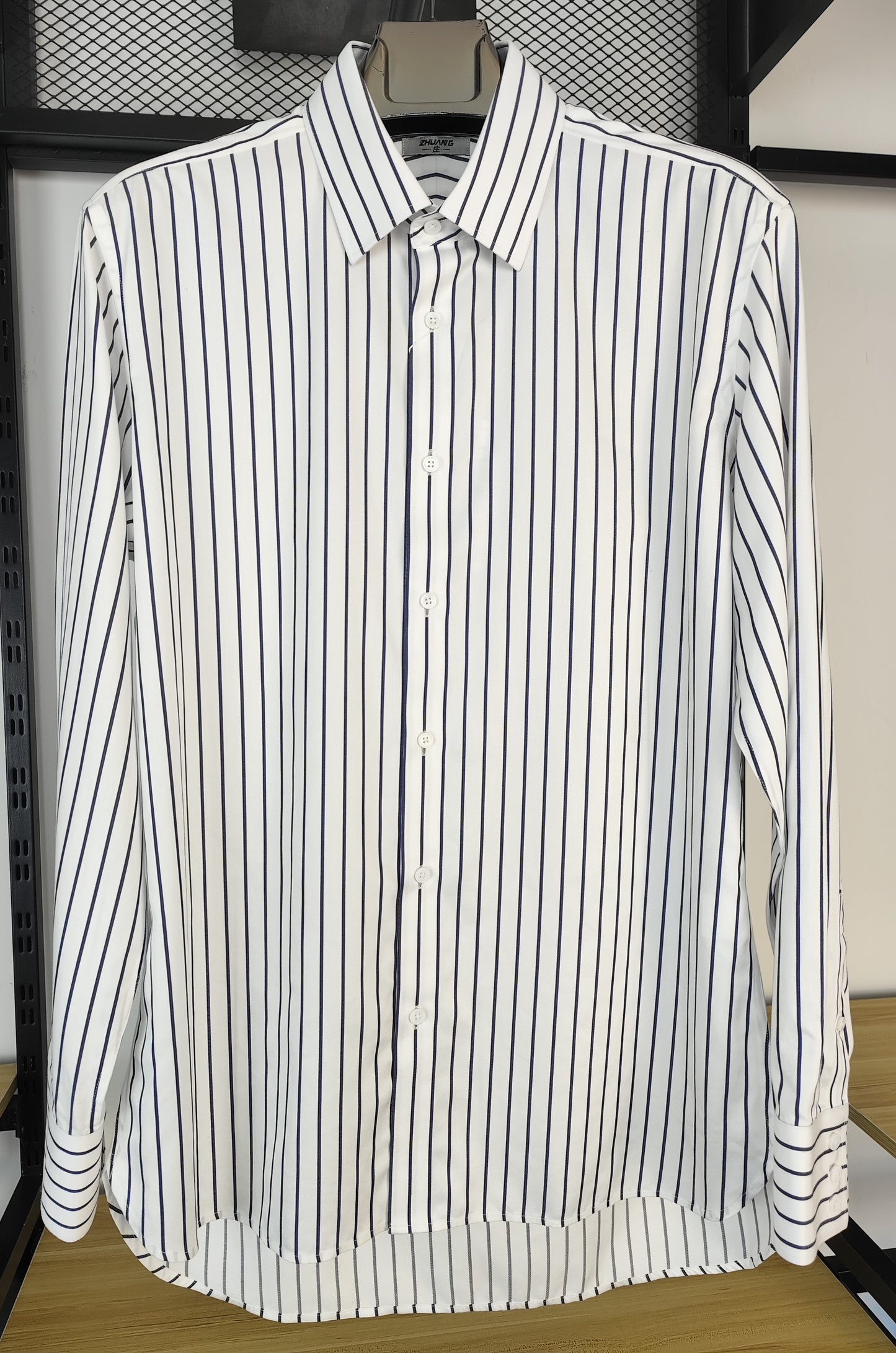 Blue multi stripe cotton regular fit shirt