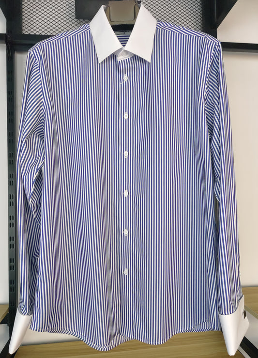 Stripes shirt with contrast collar and french cuffs