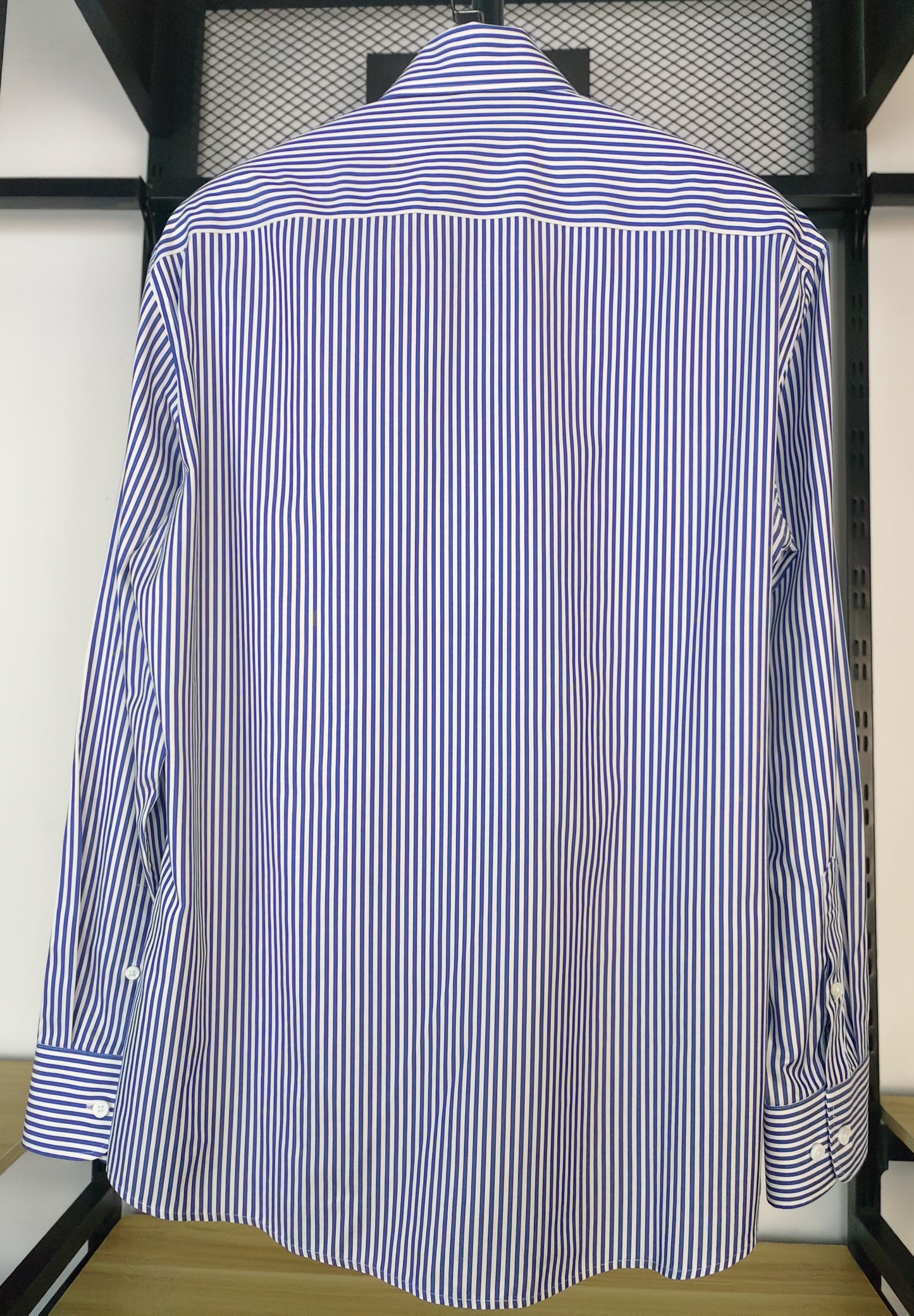 Blue one piece collar cotton stripe shirt