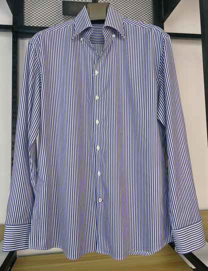 Blue one piece collar cotton stripe shirt