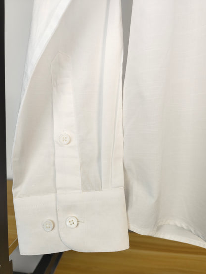 White band collar cotton / linen shirt