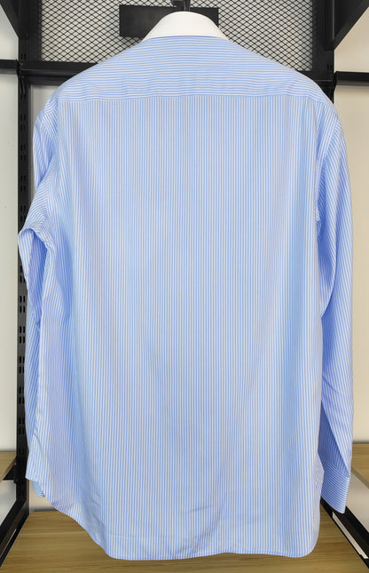 Blue stripe contrast collar relax shirt