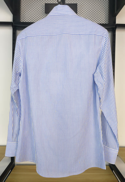 100% cotton Seersucker blue stripes men shirt