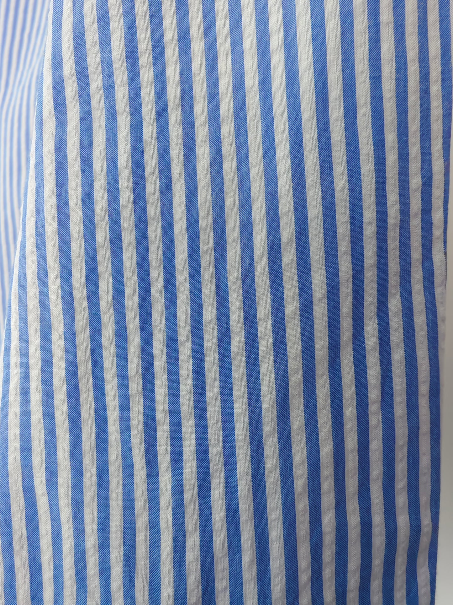 100% cotton Seersucker blue stripes men shirt