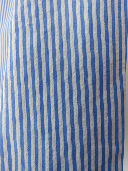 100% cotton Seersucker blue stripes men shirt