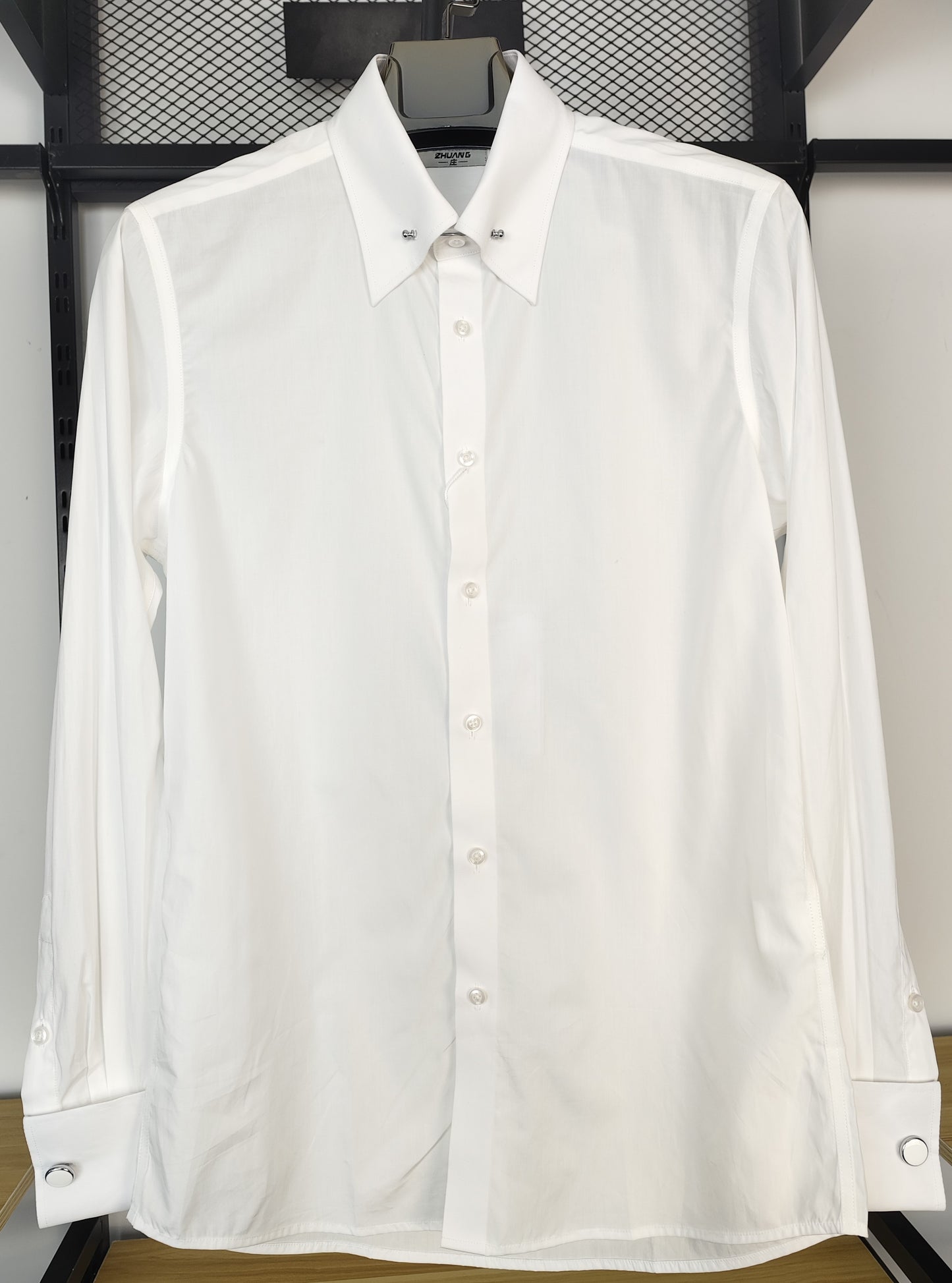 Slim-fit Pinned-collar cotton-poplin shirt