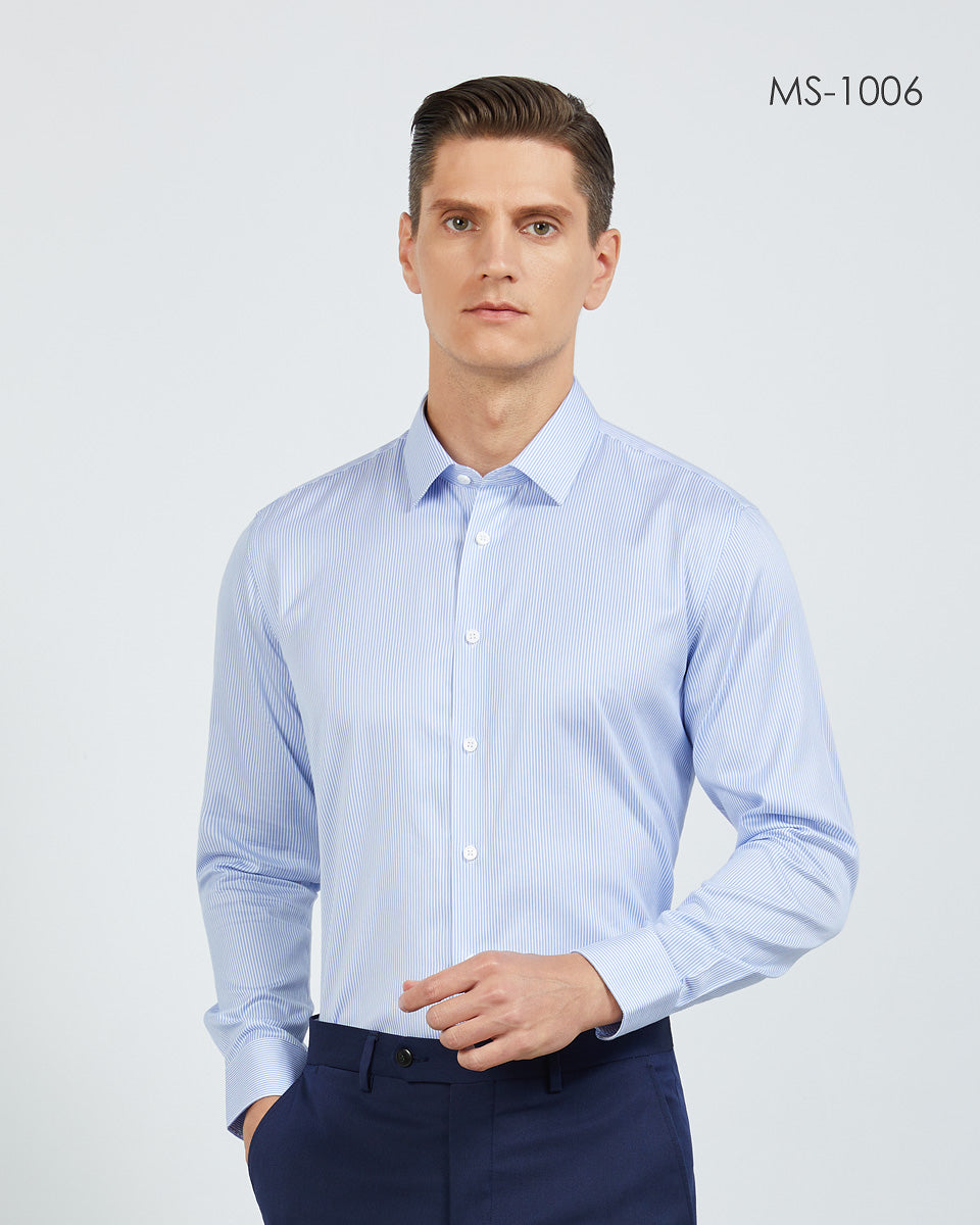 Cotton/Mulberry blended DP non-iron men long-sleeve shirt