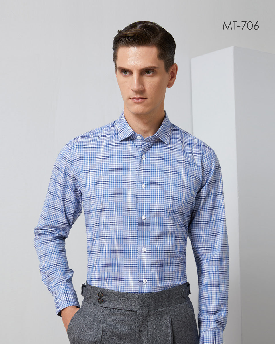 Cotton/Spandex DP non-iron Men stretch long-sleeve shirt