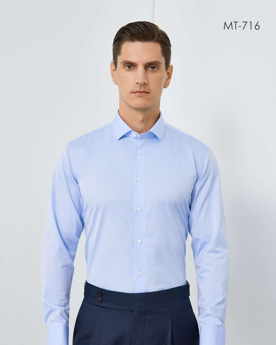 Cotton/Spandex DP non-iron Men stretch long-sleeve shirt