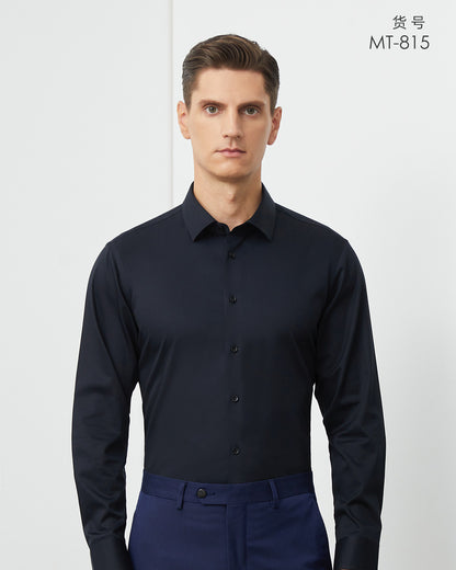 Cotton/Spandex DP non-iron Men stretch long-sleeve shirt