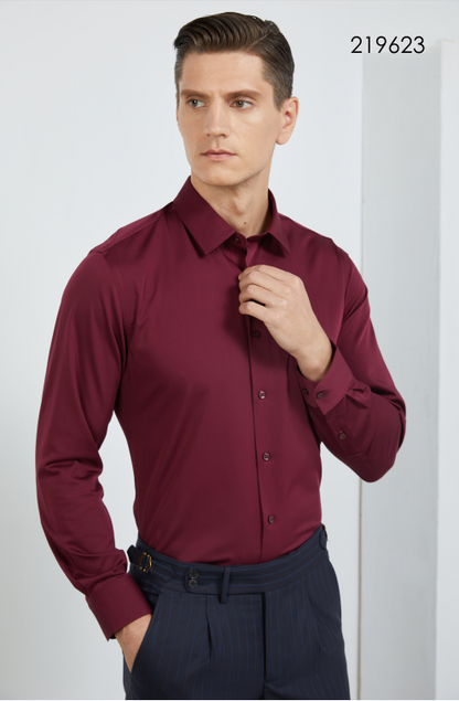 80s Silky Bamboo fiber stretch men long-sleeve shirt